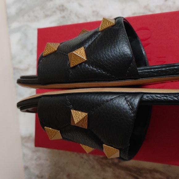 VALENTINO Black Slides Size 40.5 - Picture 8 of 12
